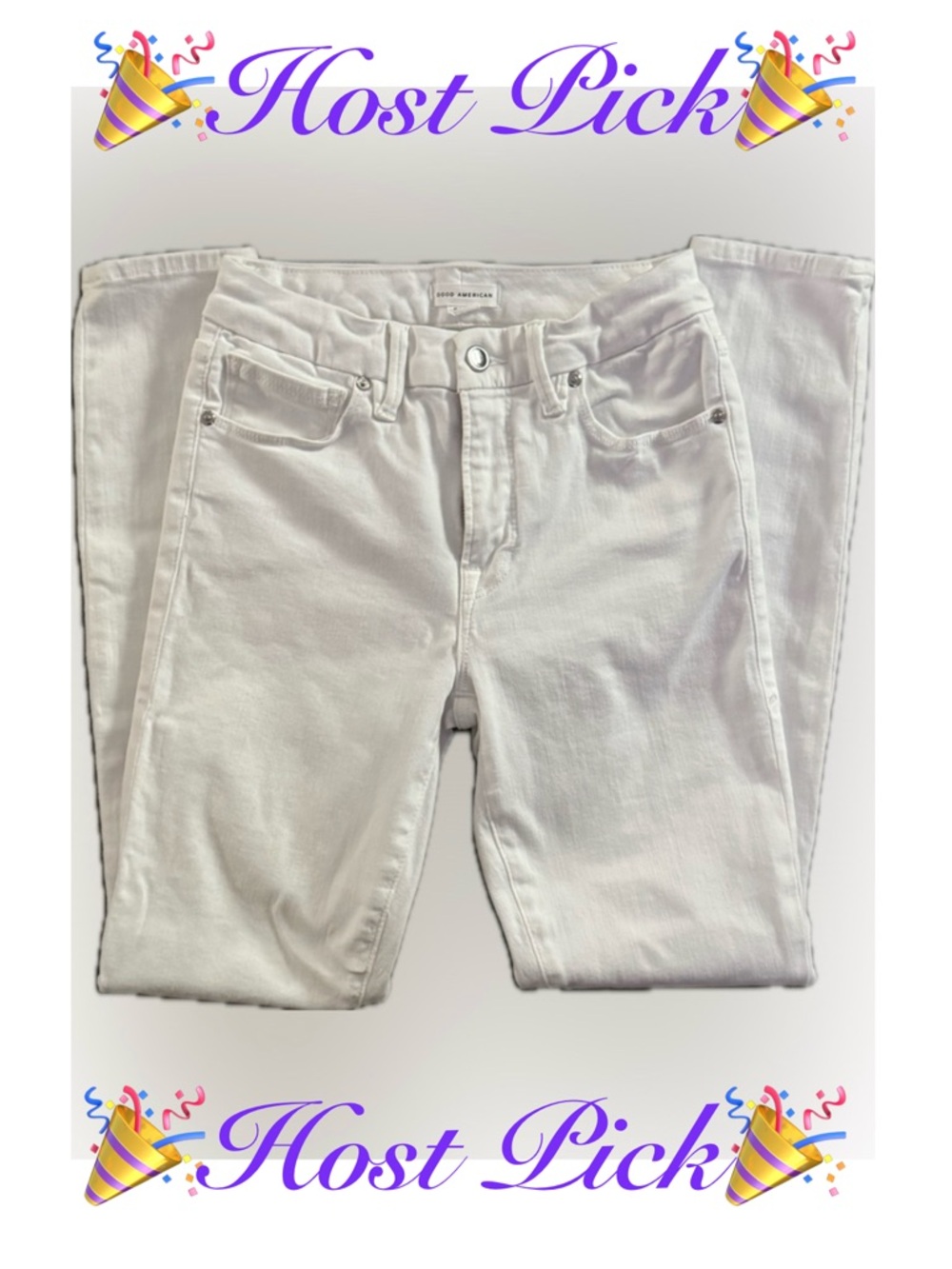 Good American White High-Rise Slim Jeans